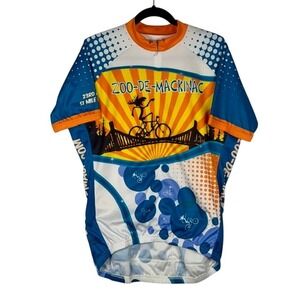 Peak 1 Zoo-De-Mackinac Cycling Jersey Unisex XL Blue Orange 51 Mile Bash NWT